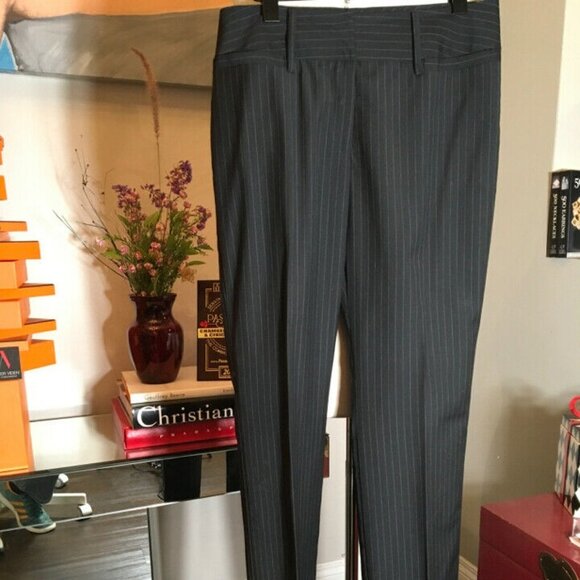 Dolce & Gabbana Size 42 Black Wool Pin Stripe Pant
